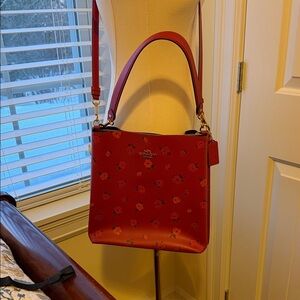 Coach Red Floral Shoulder Bag
